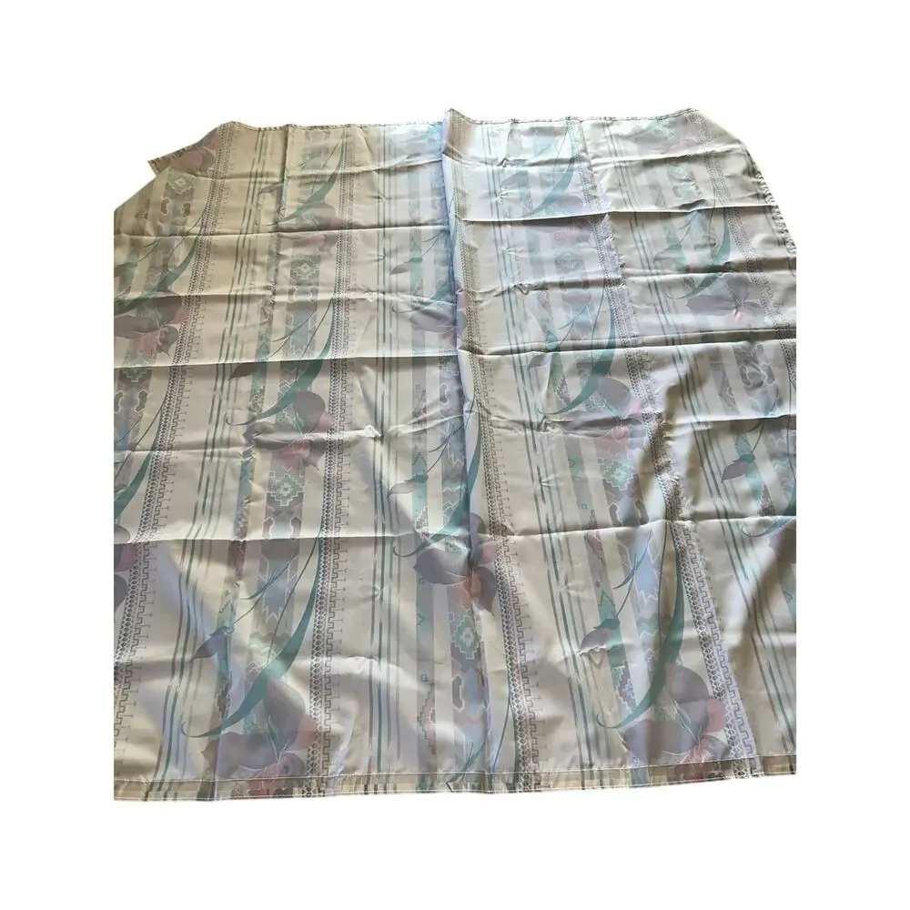 Vintage Sears Fabric Shower Curtain 80s Southwest Ikat Floral Pastel USA